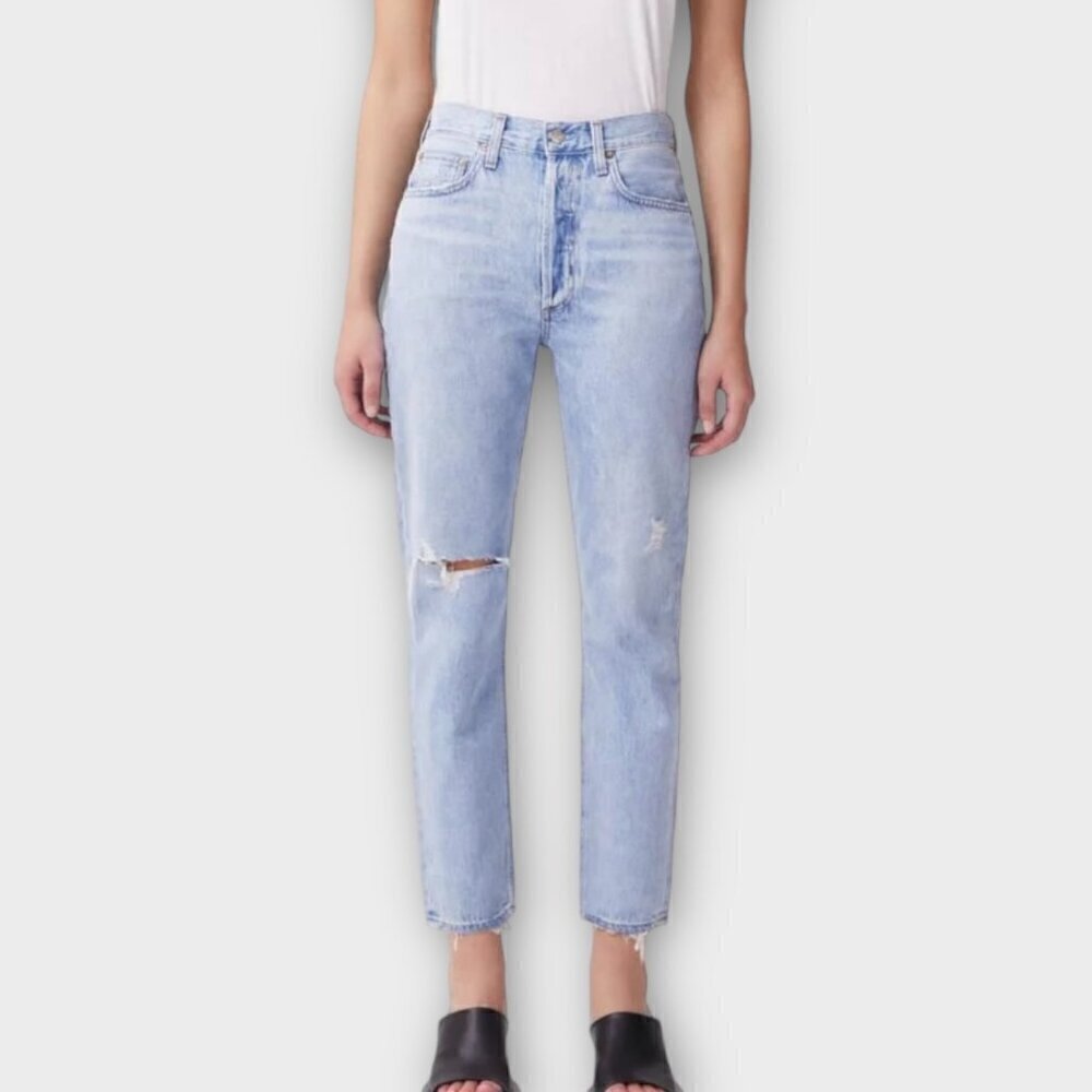Agolde Riley Crop Distressed Shatter Jeans